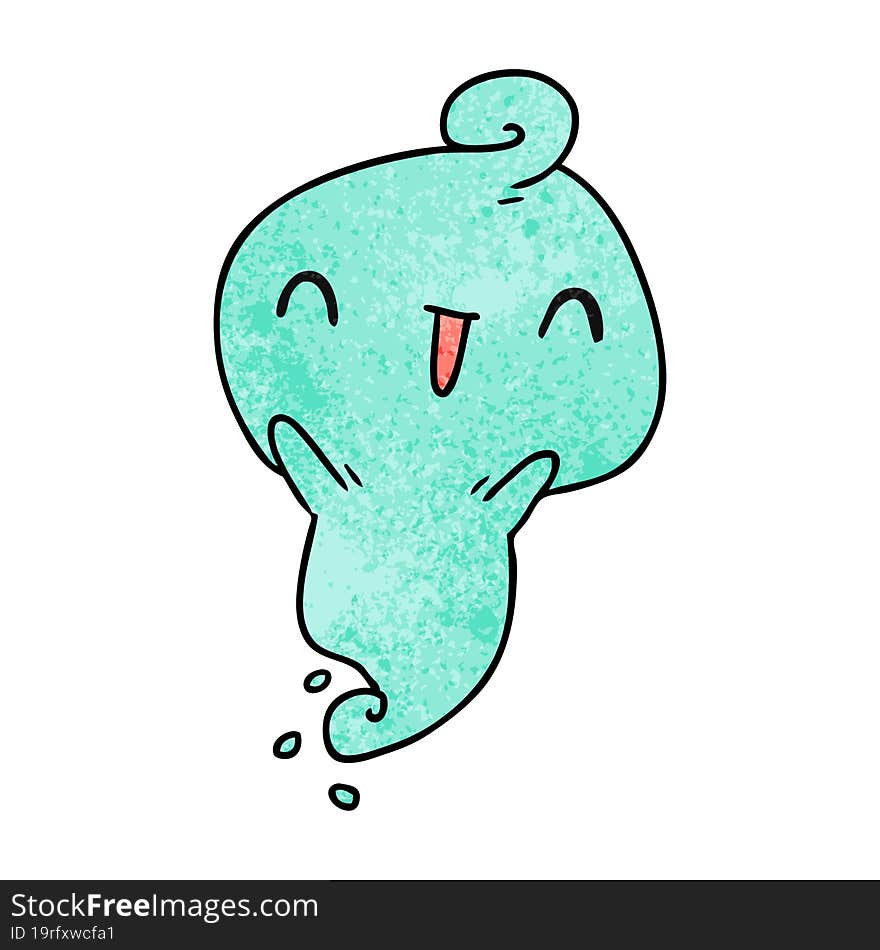 textured cartoon illustration kawaii cute dead ghost. textured cartoon illustration kawaii cute dead ghost