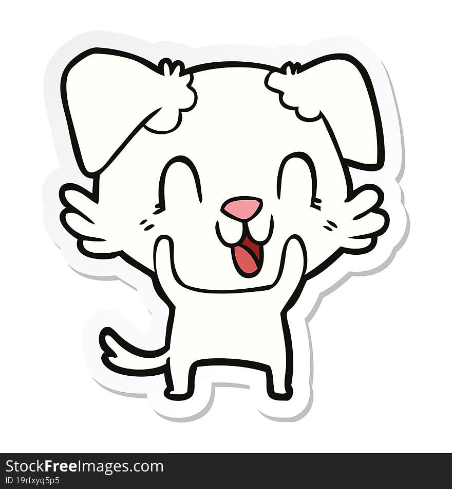 sticker of a laughing cartoon dog