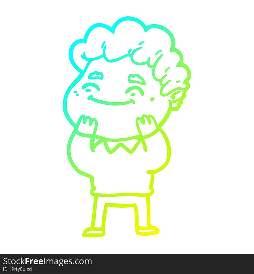 Cold Gradient Line Drawing Cartoon Friendly Man