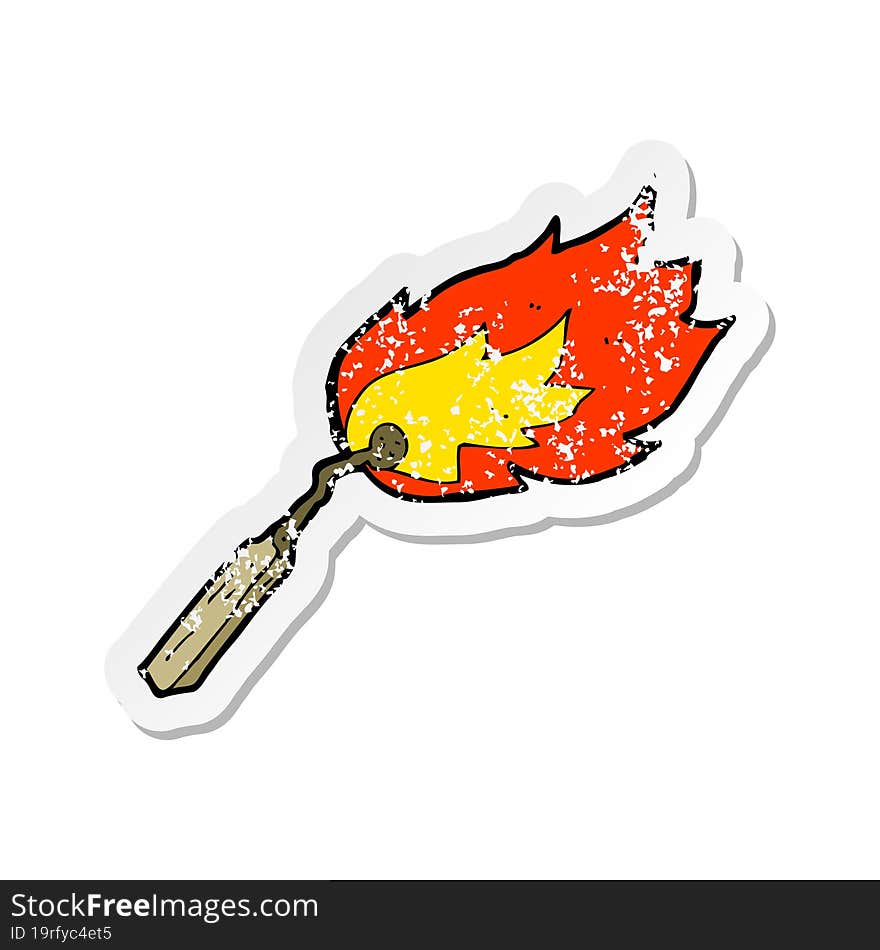 retro distressed sticker of a cartoon burning match