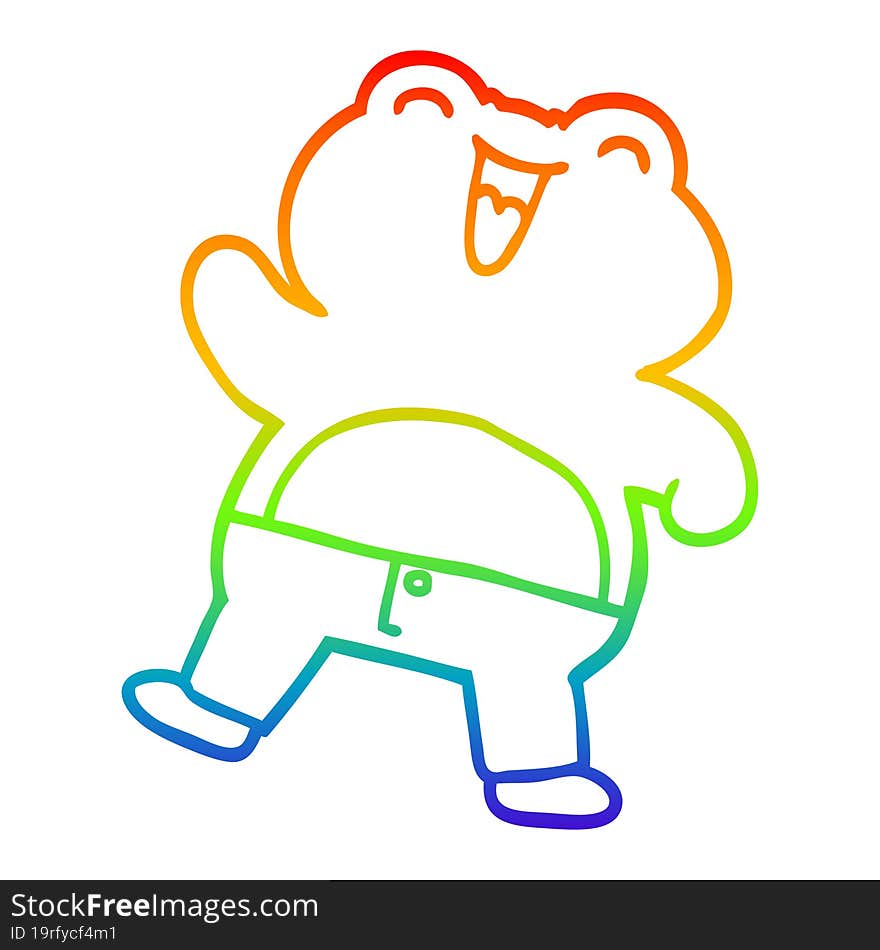 rainbow gradient line drawing of a cartoon frog