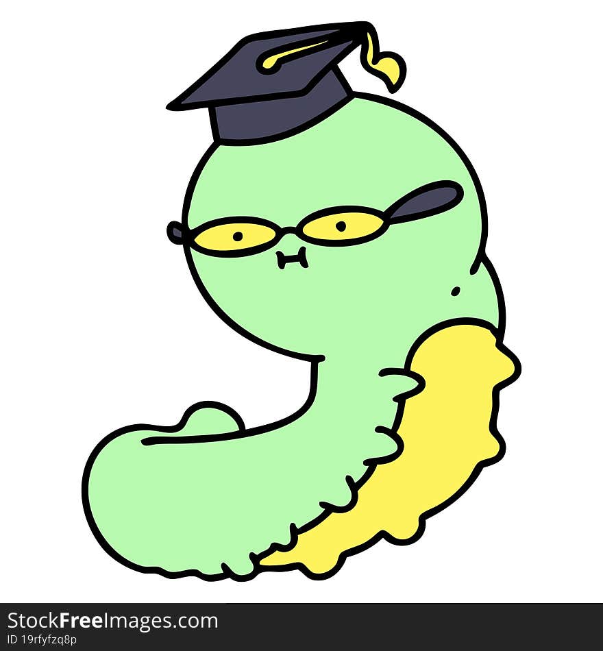 cartoon of a cute clever caterpillar. cartoon of a cute clever caterpillar