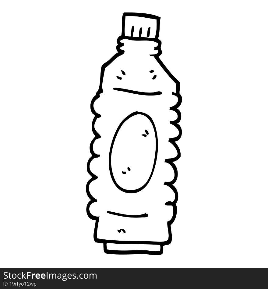 line drawing cartoon water bottle