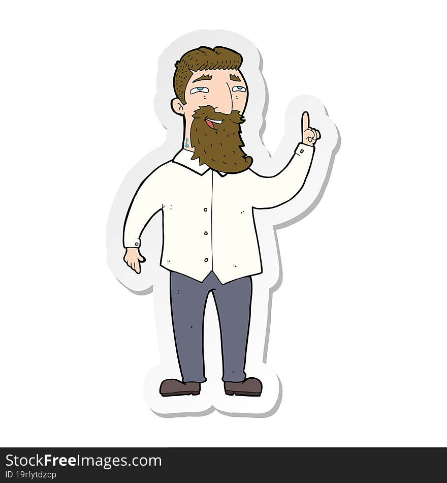 sticker of a cartoon bearded man