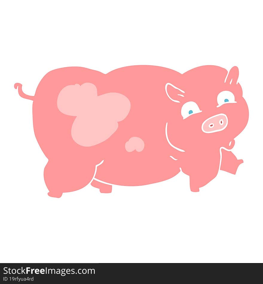 flat color illustration of pig. flat color illustration of pig