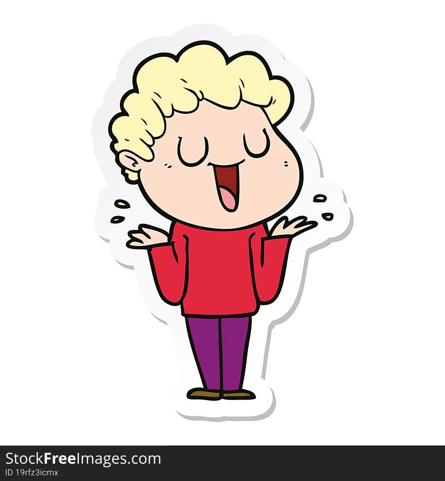 Sticker Of A Laughing Cartoon Man