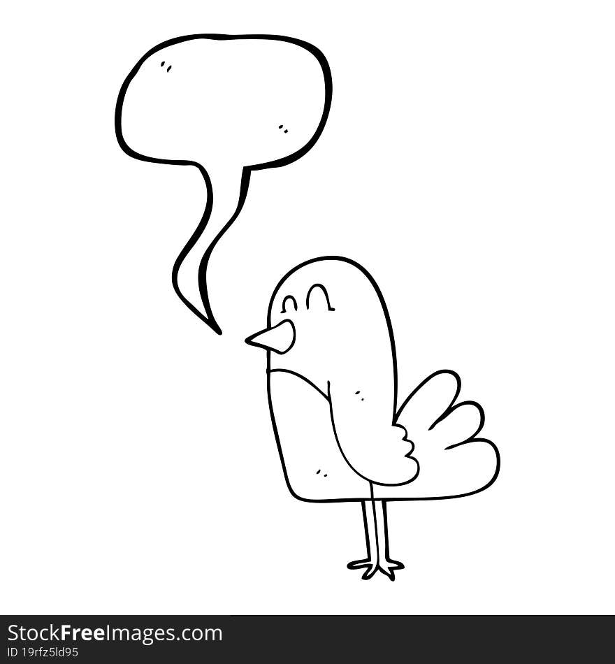 freehand drawn speech bubble cartoon bird