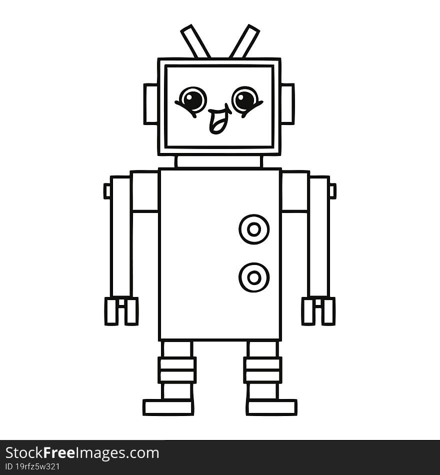 Line Drawing Cartoon Robot