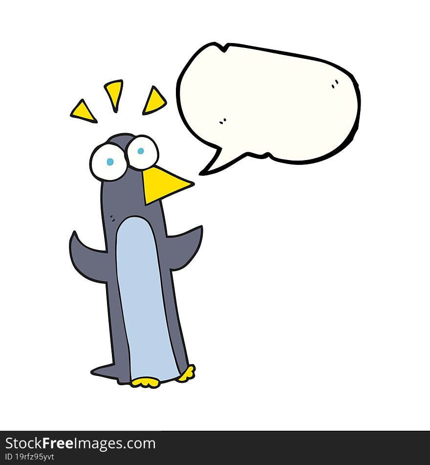 speech bubble cartoon surprised penguin