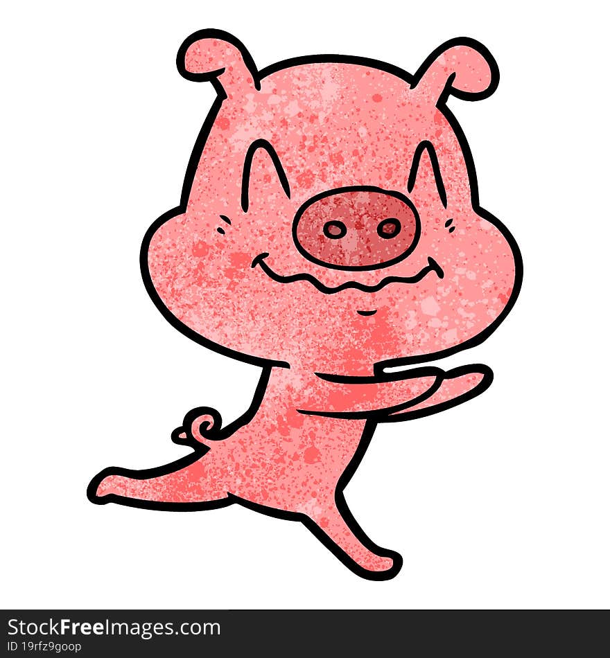 nervous cartoon pig running. nervous cartoon pig running