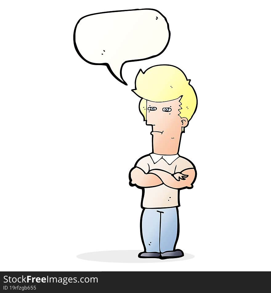 Cartoon Man With Folded Arms With Speech Bubble