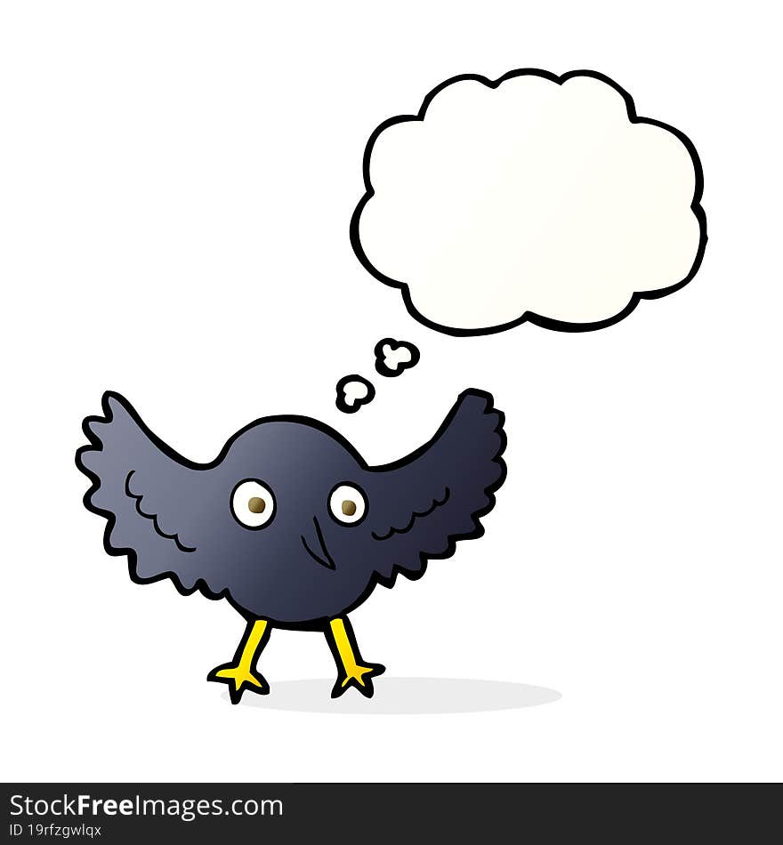 cartoon crow with thought bubble