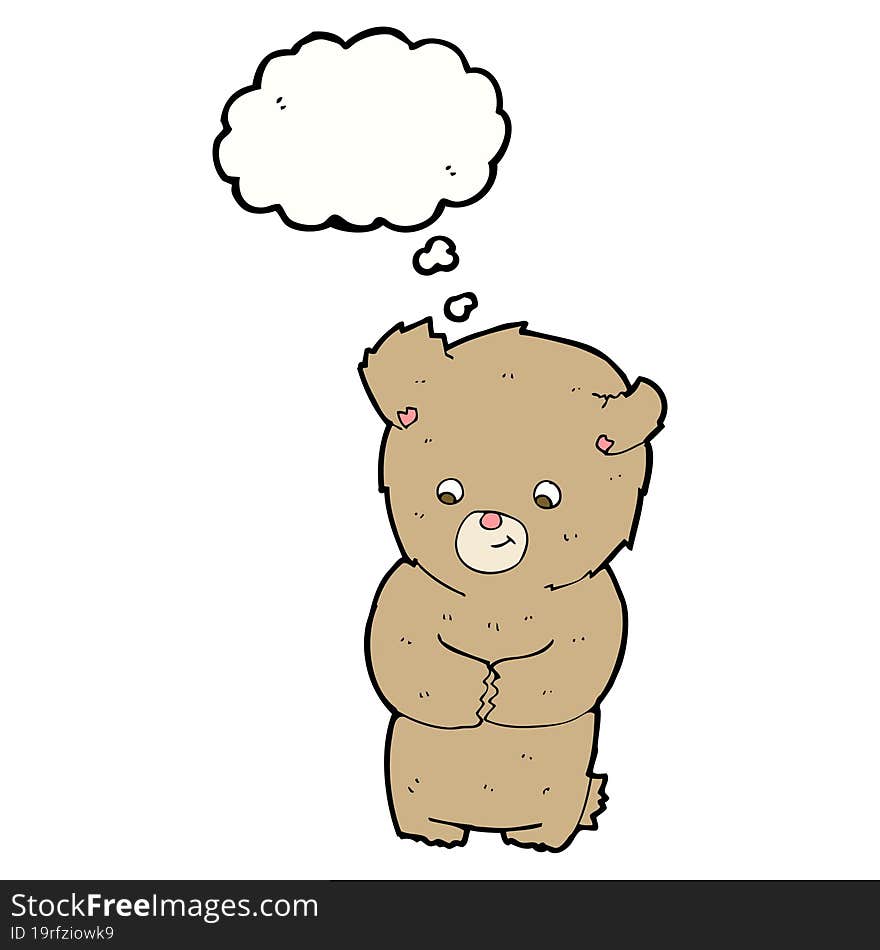 cartoon teddy bear with thought bubble