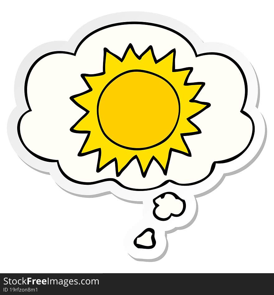 cartoon sun and thought bubble as a printed sticker