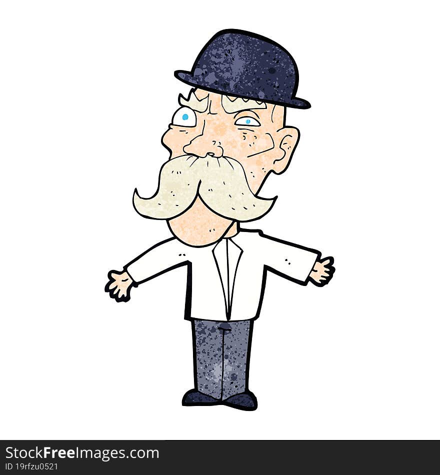 cartoon angry old british man. cartoon angry old british man