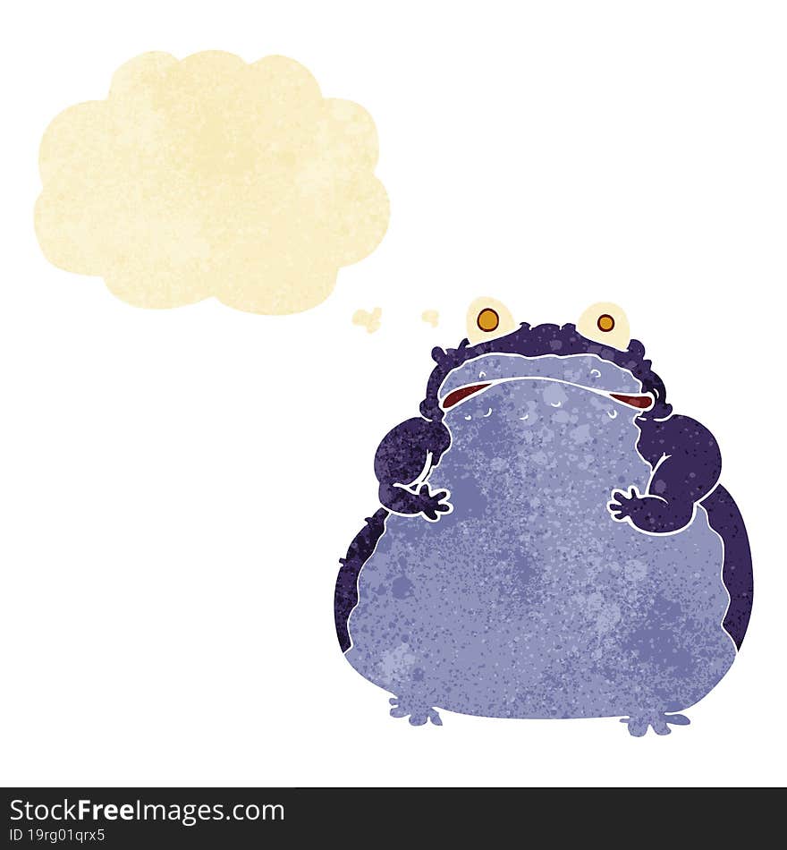 cartoon fat frog with thought bubble