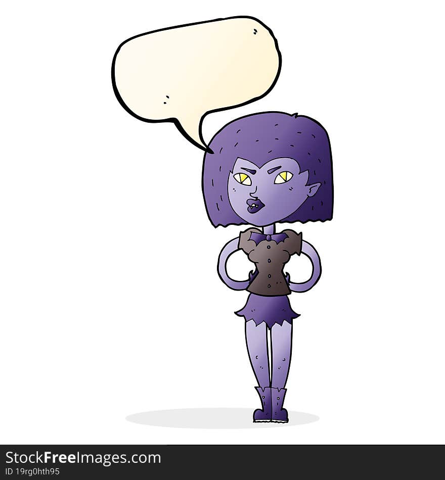 cartoon vampire girl with speech bubble