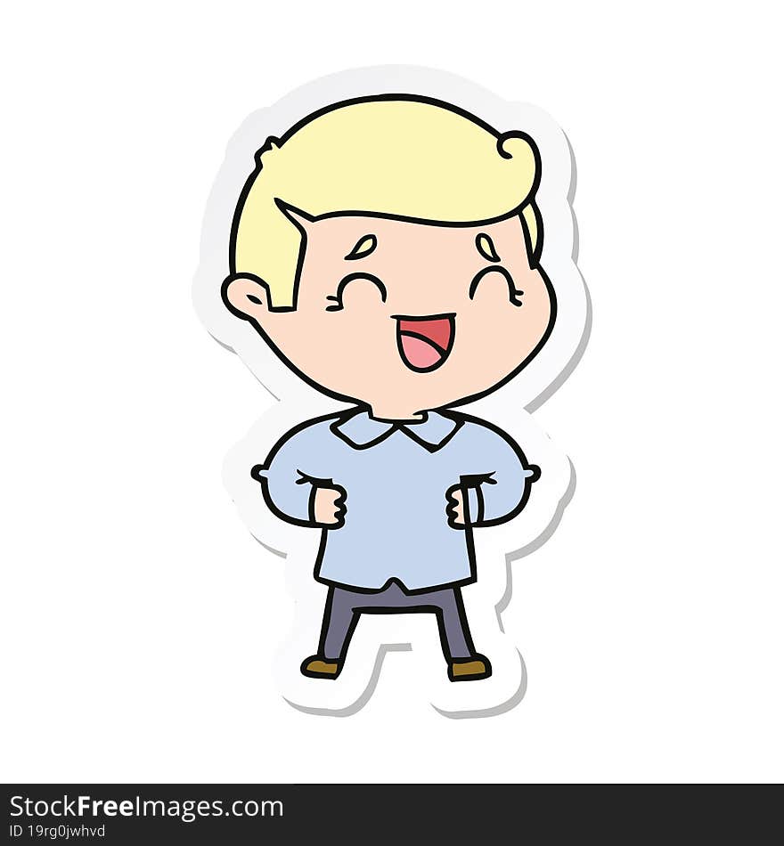 sticker of a cartoon laughing man