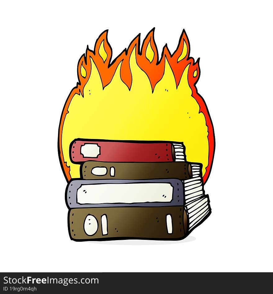 cartoon burning books