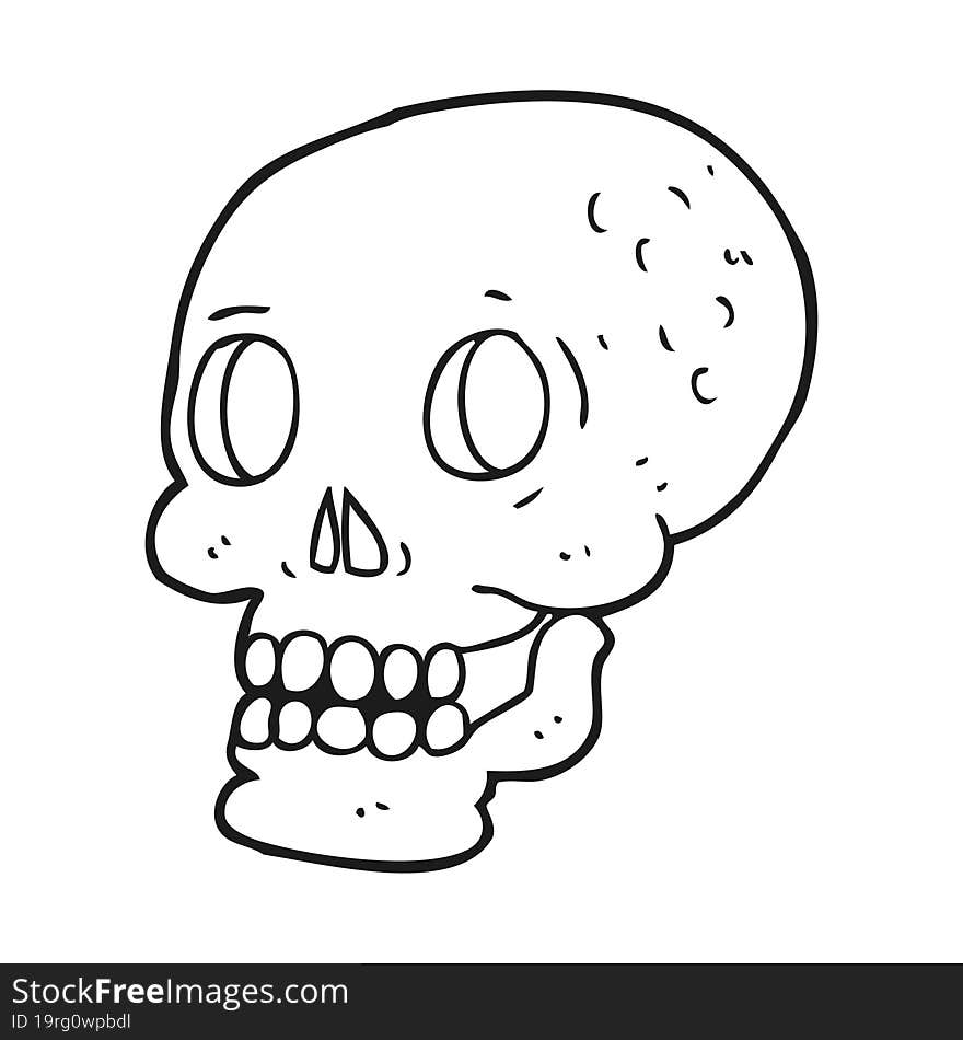 black and white cartoon halloween skull