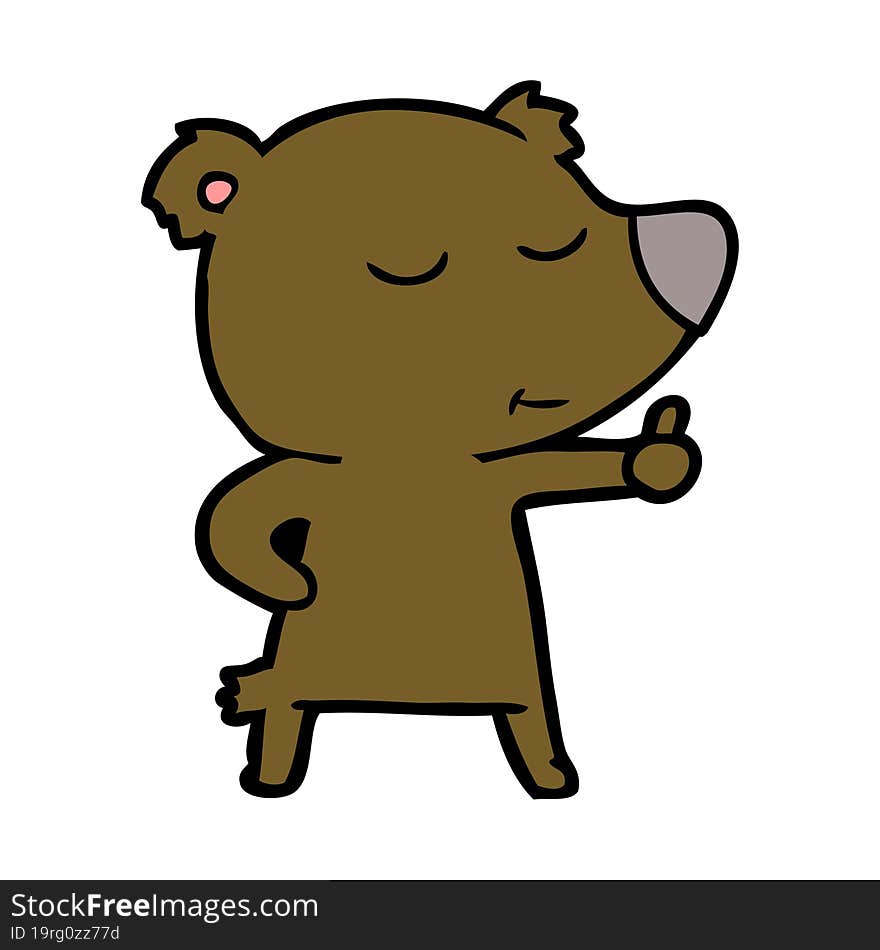 happy cartoon bear giving thumbs up. happy cartoon bear giving thumbs up