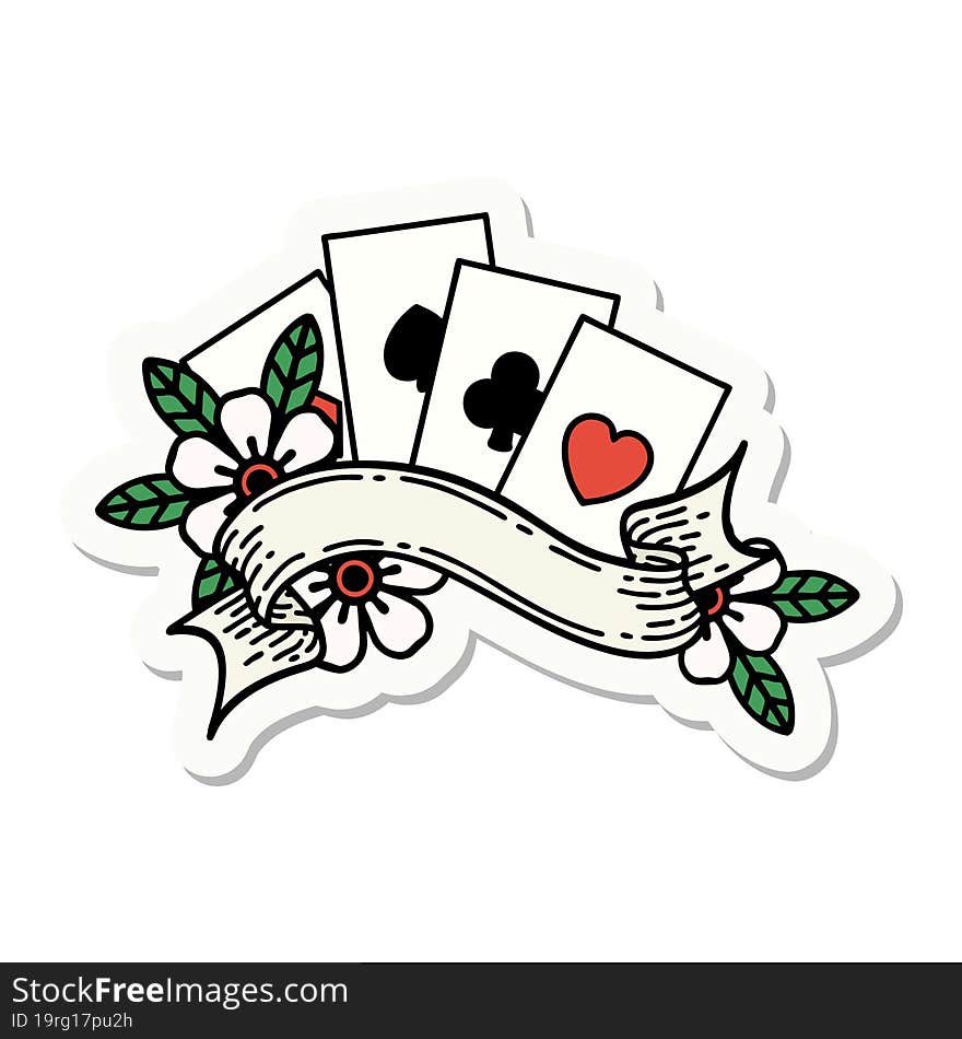 sticker of tattoo in traditional style of cards and banner. sticker of tattoo in traditional style of cards and banner