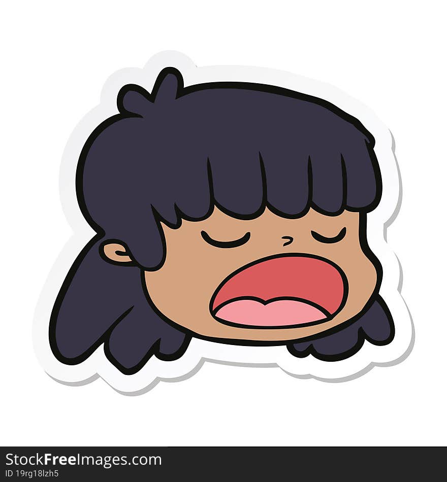 sticker of a cartoon female face