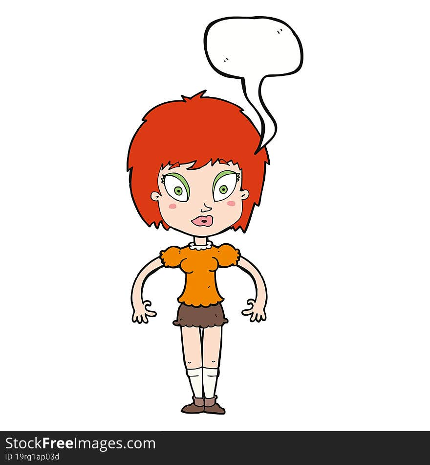 cartoon pretty girl with speech bubble