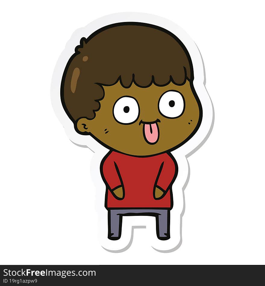 Sticker Of A Cartoon Dumb Kid