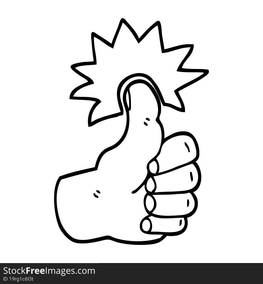 Black And White Cartoon Thumbs Up Symbol