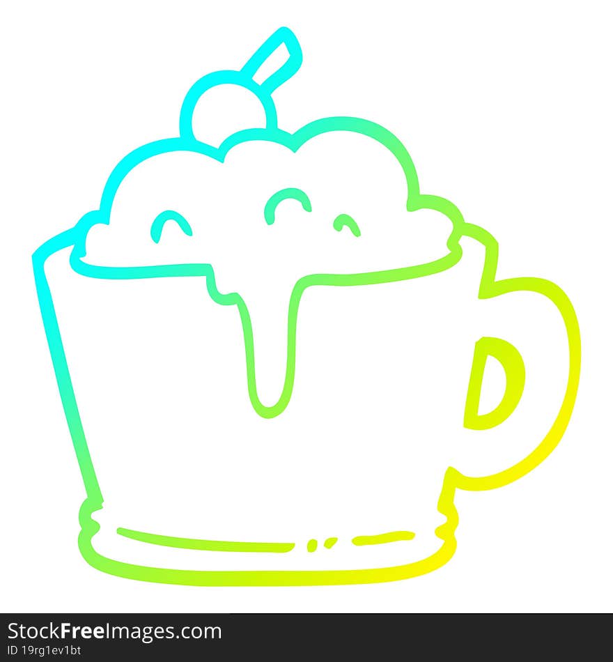 Cold Gradient Line Drawing Cartoon Fancy Mocha Coffee