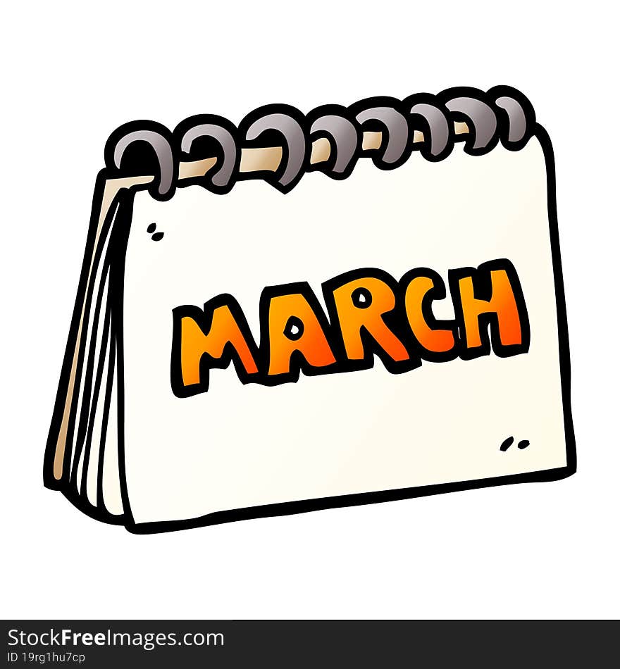 cartoon doodle calendar showing month of march