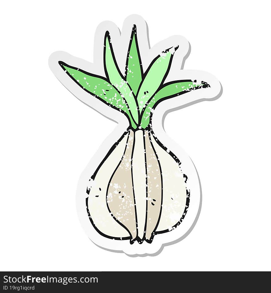 distressed sticker of a cartoon onion