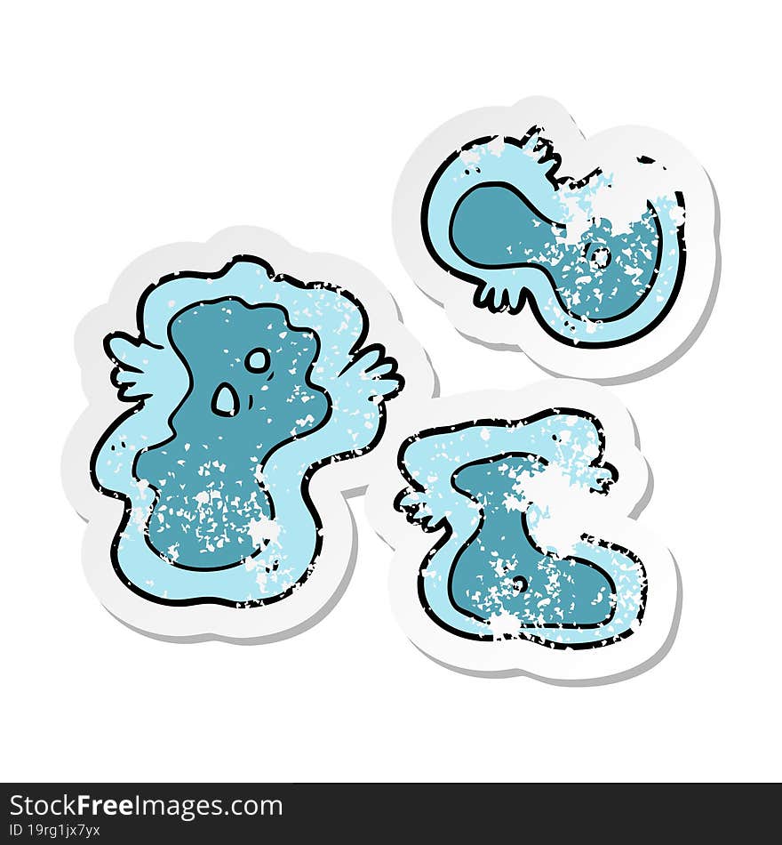 distressed sticker of a cartoon germs