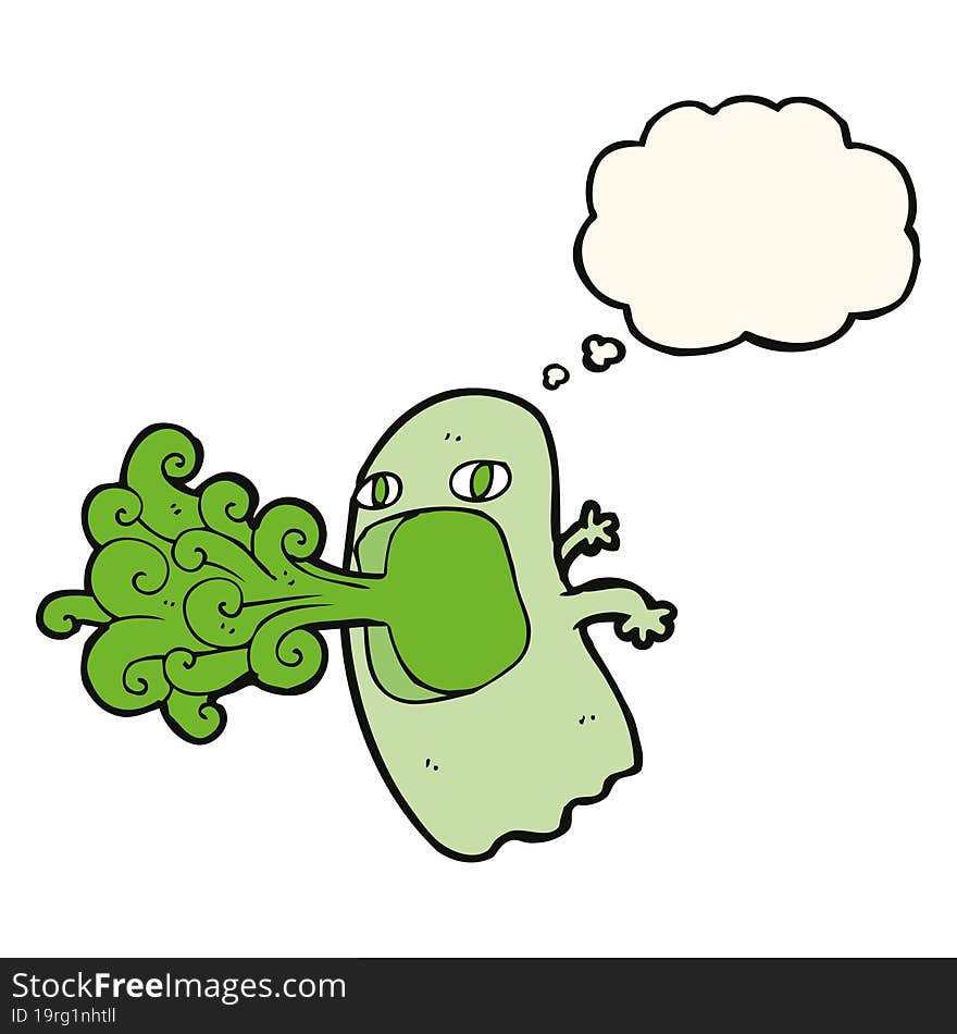 Funny Cartoon Ghost With Thought Bubble