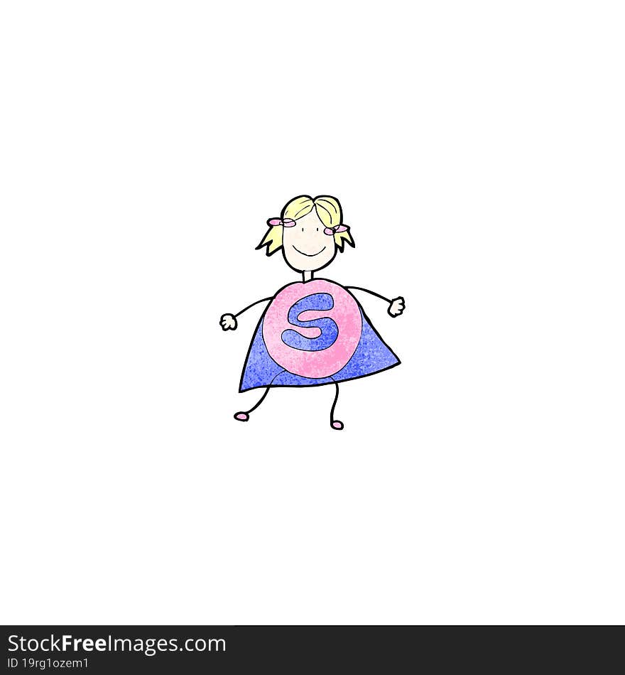 child\'s drawing of a superhero girl