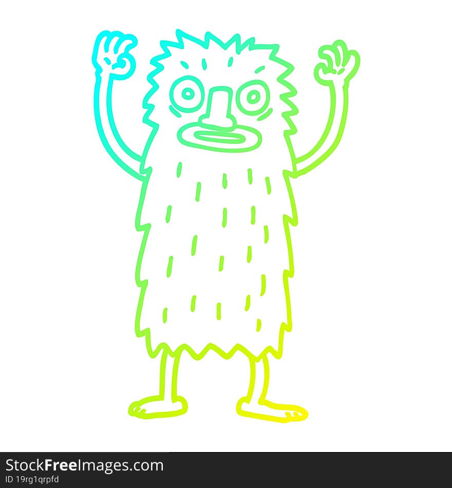 cold gradient line drawing cartoon yeti monster