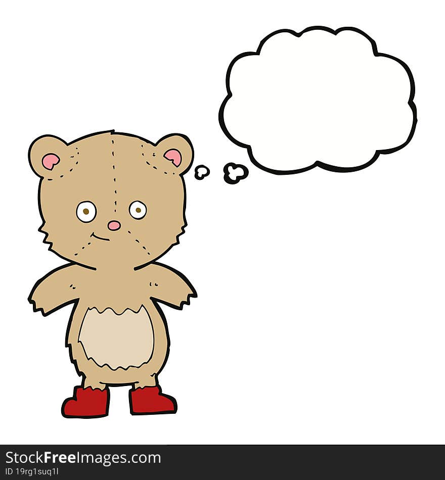 Cartoon Cute Teddy Bear With Thought Bubble