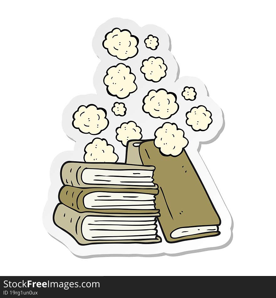 sticker of a cartoon stack of books