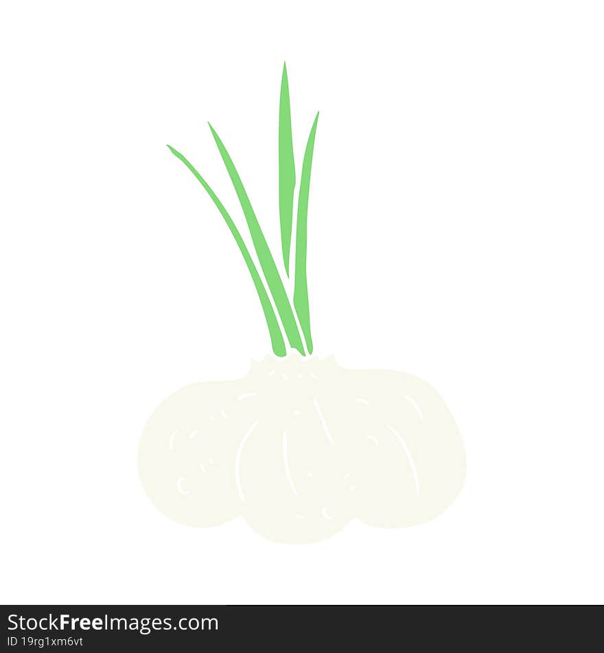 flat color illustration of a cartoon garlic bulb