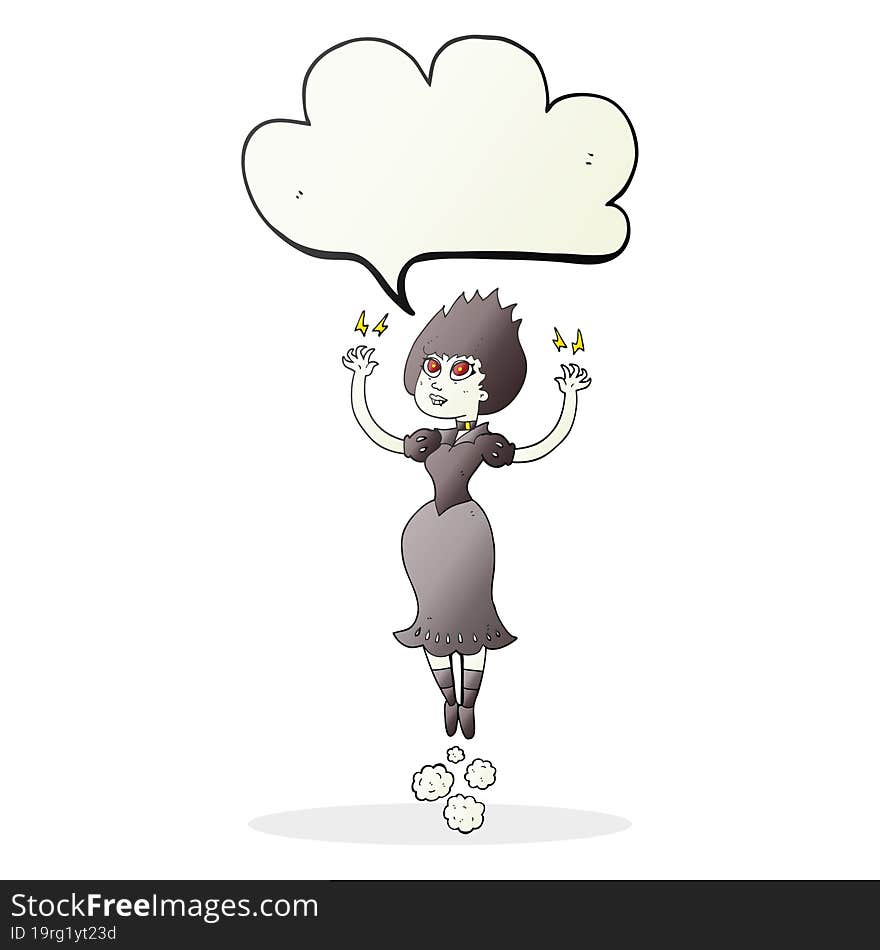 speech bubble cartoon vampire girl flying