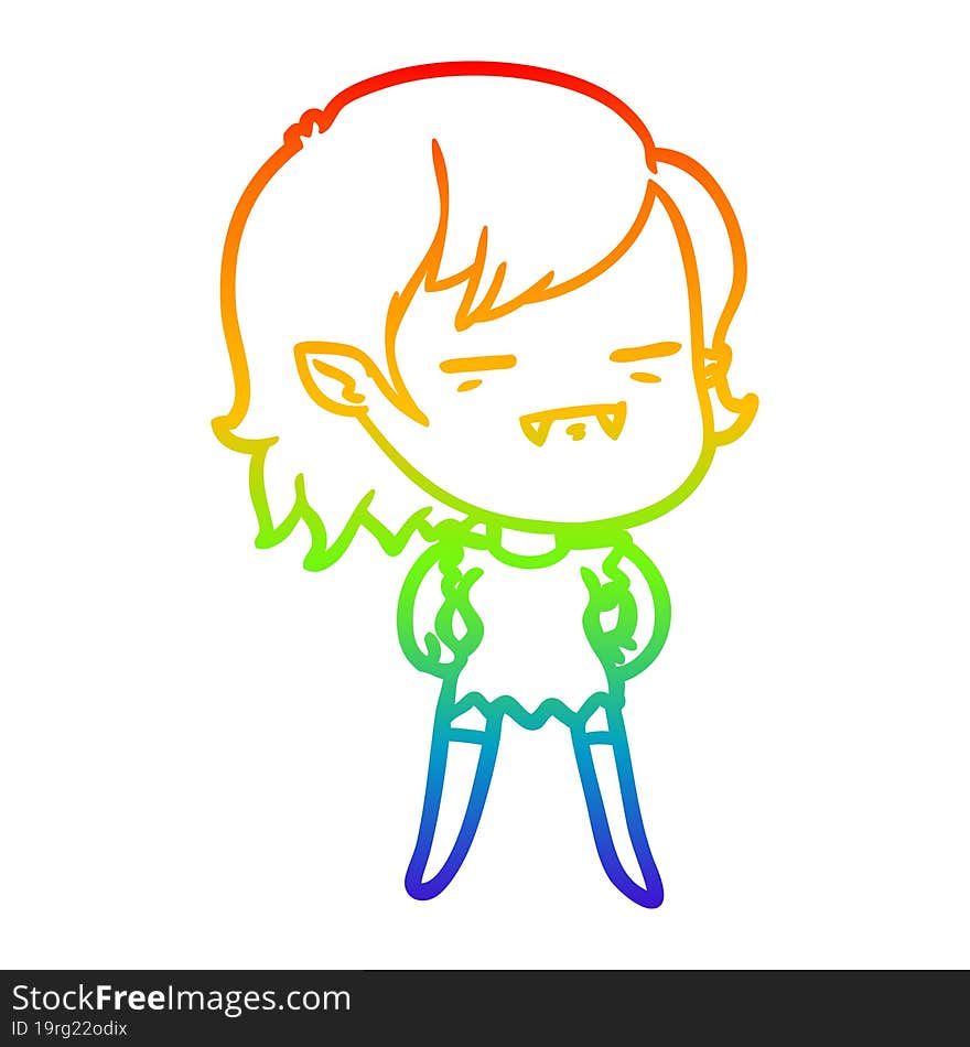 rainbow gradient line drawing cartoon undead vampire girl