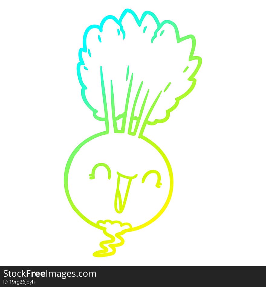 Cold Gradient Line Drawing Cartoon Root Vegetable