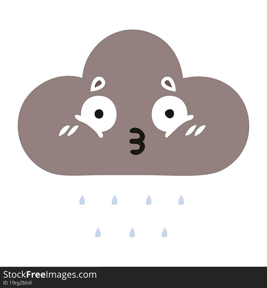 flat color retro cartoon storm rain cloud