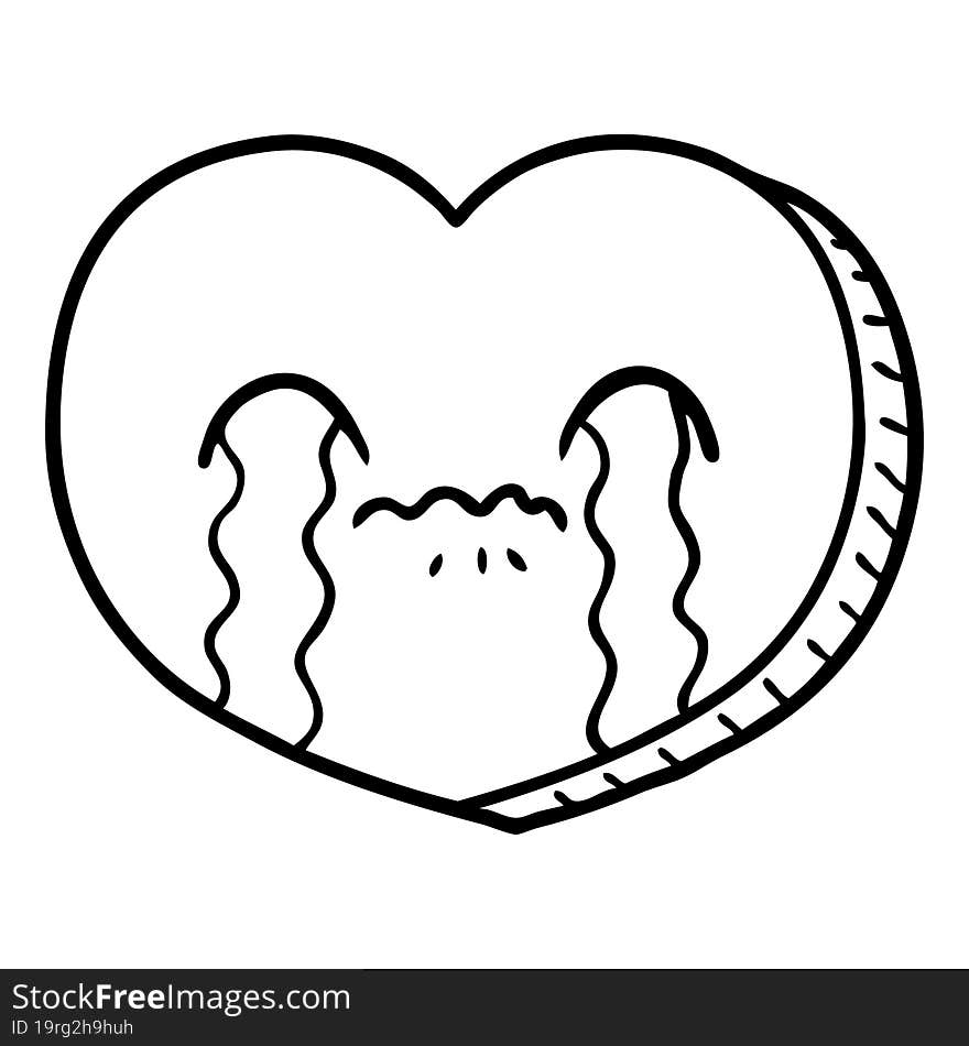 cartoon crying love heart. cartoon crying love heart