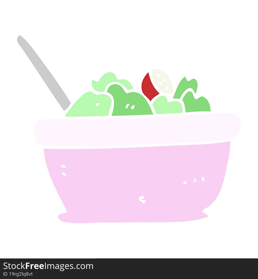 Flat Color Illustration Of A Cartoon Salad