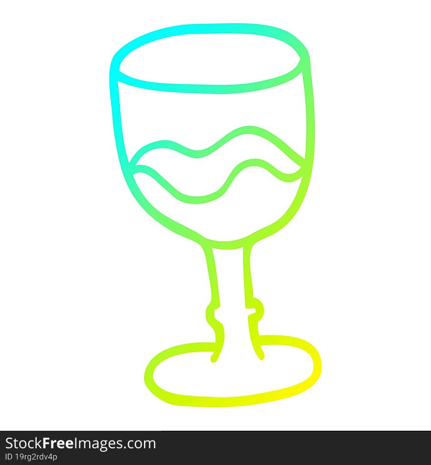 cold gradient line drawing cartoon glass of red wine