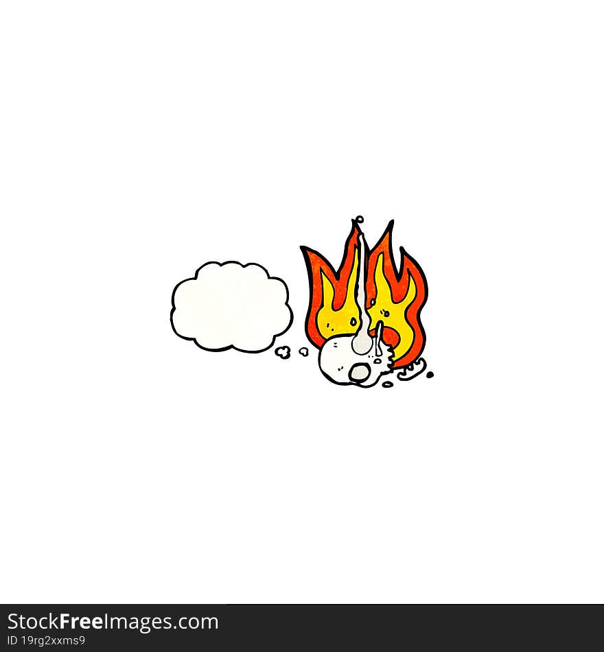 flaming skull cartoon