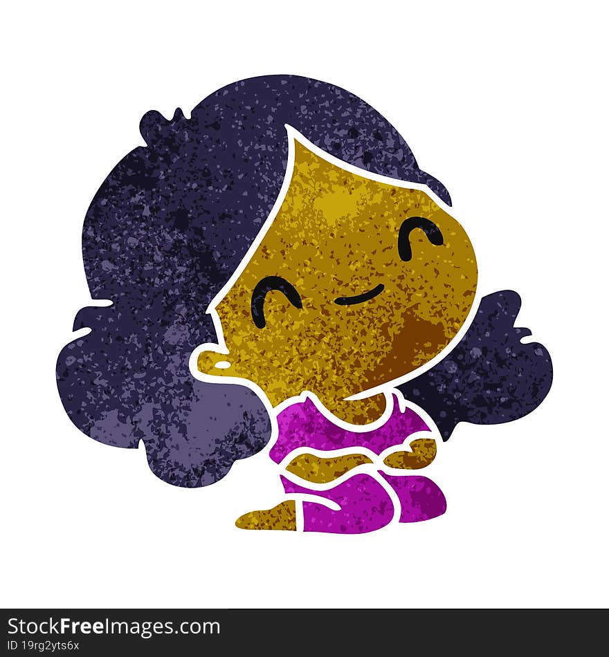 retro cartoon illustration of a cute kawaii girl. retro cartoon illustration of a cute kawaii girl