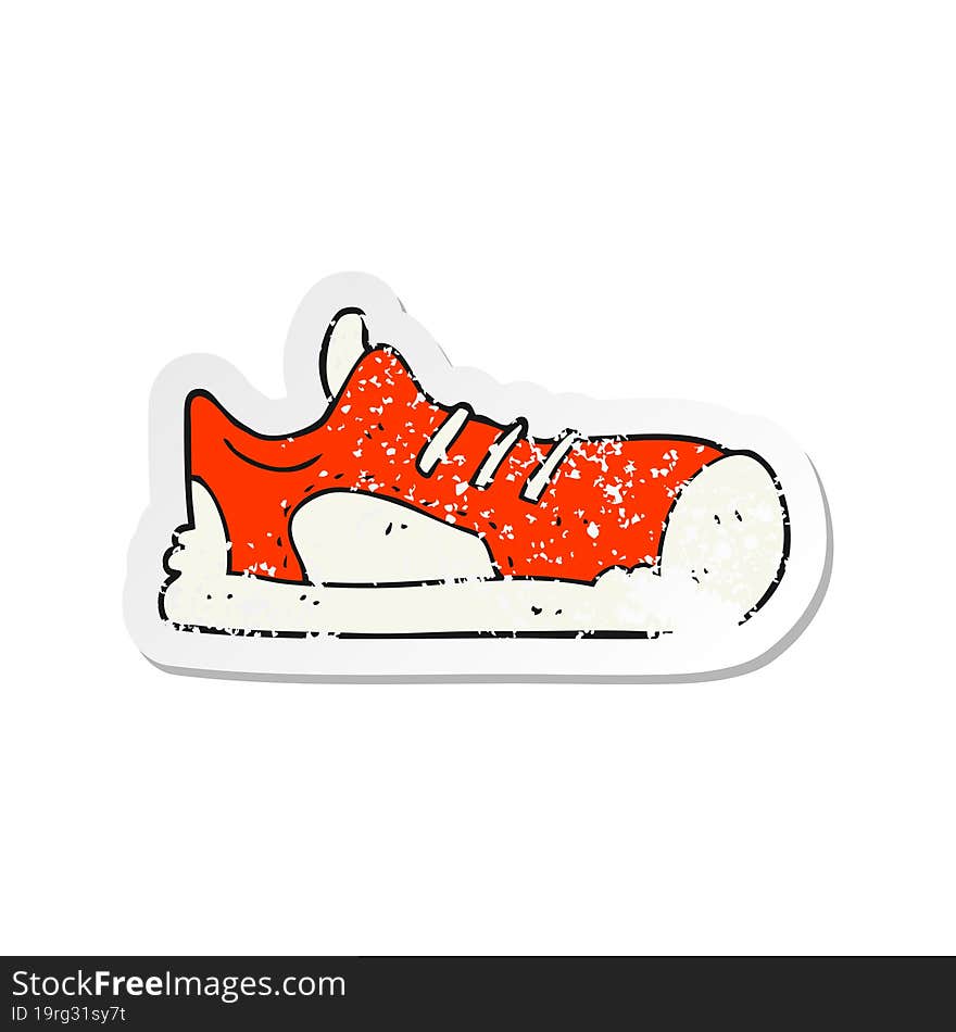 retro distressed sticker of a cartoon sneaker